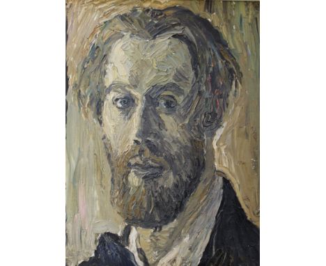 RONALD OSSORY DUNLOP, RA (1894-1973) SELF PORTRAIT Oil on canvas 39.5 x 29cm. ++ Generally very good condition; some slight c