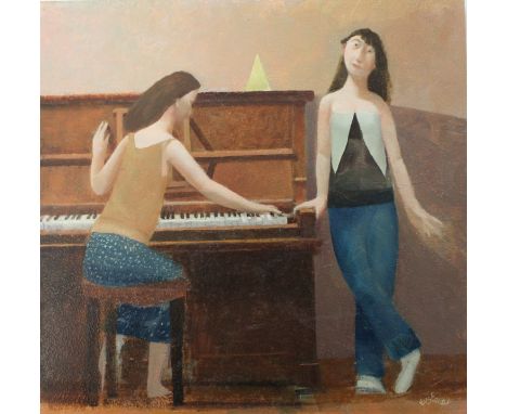 •DAVID EUSTACE (b.1950)  BATHERS; METRONOME (2008)  Two, both signed, oil and acrylic on board  25 x 26.5cm. and 29.5 x 30.5c