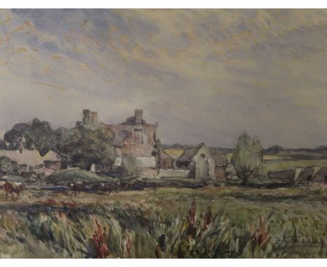 FREDERICK WILLIAM NEWTON WHITEHEAD (1853-1938) WOOL BRIDGE, DORSET; ST. MARY'S HALL, COVENTRY; ST. DAVID'S; BOATS ON A SHORE 