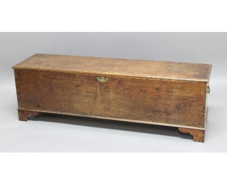 ELM SWORD CHEST, 18th century, with hinged cover and one bracket feet, height 50cm, width 157cm, depth 41cm