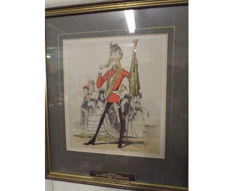 A Framed Military Print Depicting Officer and Ladies