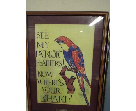 A Framed Military Print 'See My Patriotic Feathers' 