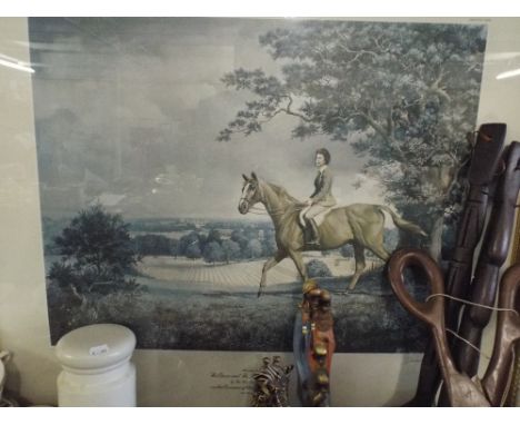 A Framed Print Depicting The Queen on Horseback Signed by The Artist (Limited Edition)