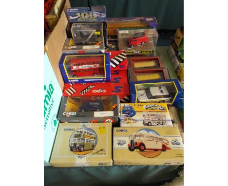 A Collection of Boxed Corgi Buses and Commercial Vehicles together with Other Boxed Die Cast Toys