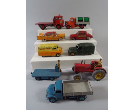 A Collection of Nine Dinky Toys to include Massey Tractor, Bedford Van, Austin Van, Bedford Dust Cart etc