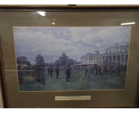 A Framed Military Print, 'The Presentation of The Guidon' By HM The Queen to The Queens Own Mercian Yeomanry 