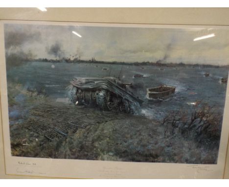 A Framed Terence Cuneo Military Print, Operation Blunder, Signed by The Artist and Field Marshall Michael Carver
