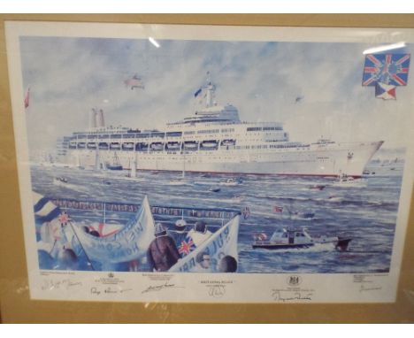 A Framed Military Print 'Britannia Rules' Signed by The Artist Christopher Dee