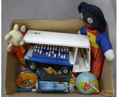 Assorted toys including Chad Valley, Rupert bendy toy and a child's Vulcan sewing machine