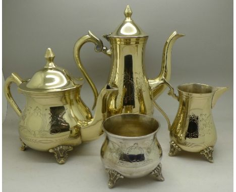 A four piece plated tea service