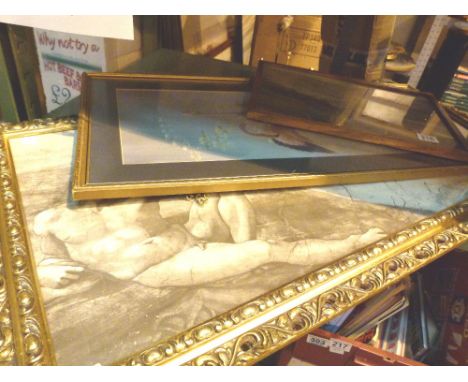 Three prints including a large gilt framed print of The Creation 