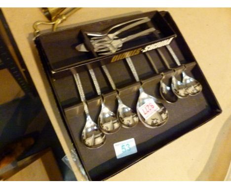 Viners studio plated cake slice and fork set plus a desert serving spoon and six spoon set 