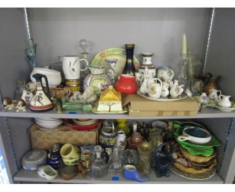 A quantity of ceramics and glassware to include crested china, Wade and household items 