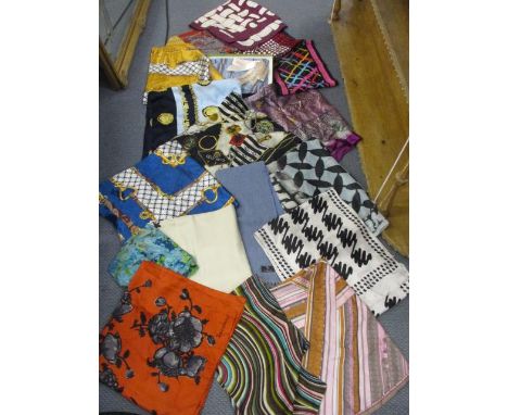 A Leto &amp; Anadne boxed scarf, Liberty and Hermes style silk scarves and others to include a Passigatti silk polka dot neck