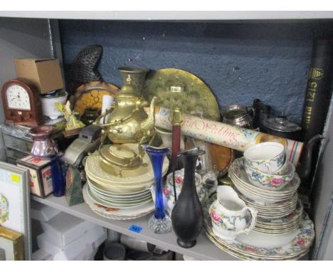 A mixed lot to include a Booths Floradora tea service, silver plated coffee service and other items 