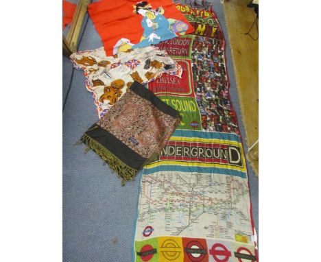 A 1974 Air New Zealand official British Commonwealth Games ladies scarf, a long 'Scarf of the World' a 100% Pashmina throw an