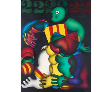 José de Guimarães (b. 1939) "Jogador de Futebol"Silkscreen ink on canvas Signed and dated 1980 front and back (minor loss and