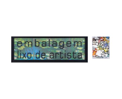 Pires Vieira (b. 1950)UntitledDiptychOil on cardboard, frost acrylic, enamel and frame and acrylic box with oil tubesOne elem