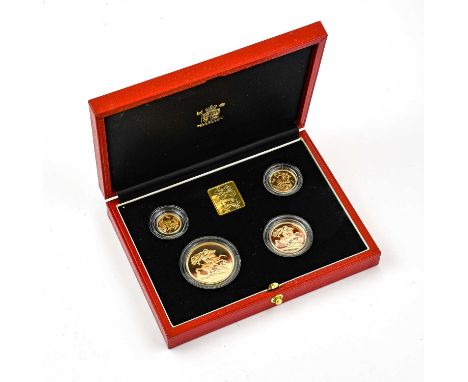 Elizabeth II, 4-Coin Gold Proof Set 2000 comprising: £5, £2, sovereign &amp; half sovereign; obv. Rank-Broadley portrait of t