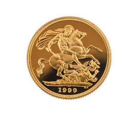 Elizabeth II, Proof Sovereign 1999, obv. Rank-Broadley portrait of the Queen, with Royal Mint certificate of authenticity, FD