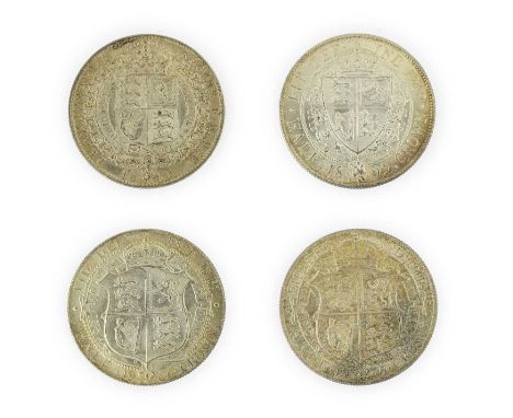 Four Halfcrowns comprising: Victoria 1891 Jubilee Head EF &amp; 1899 Old Head GEF, Edwards VII 1906 light obv contact marks/h