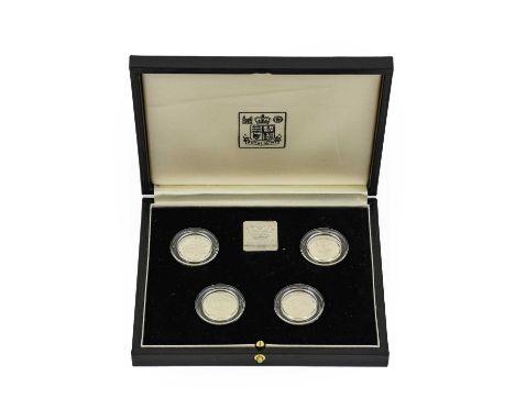 United Kingdom £1 Silver Proof Piedfort Collection 1984-1987, a set of 4 x £1 coins with rev. designs depicting national embl
