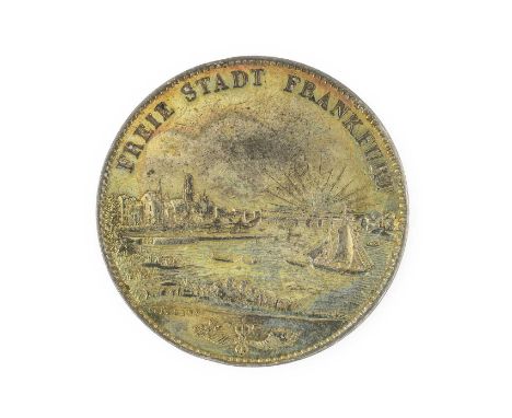 German States, Frankfurt am Main Silver 2 Thaler (3½ Gulden) 1840, obv. 'FREIE STADT FRANKFURT' around panoramic view of city