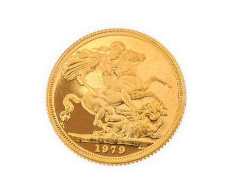 Elizabeth II, Proof Sovereign 1979, obv. Machin portrait of the Queen, with Westminster certificate of authenticity, FDC as i