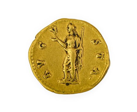 Roman, Diva Faustina Senior Gold Aureus (issue of Antoninus Pius in honour of his deified wife AD141); obv. 'DIVA FAUSTINA' a