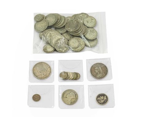 Victoria, Double Florin 1887, light contact marks, good edge Fine, £5.00 face value pre-47 silver &amp; 8 x silver threepence