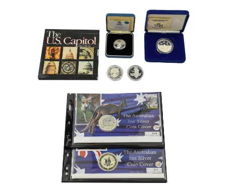 A Collection of 5 x Silver Proof Coins comprising: UK £5 1993 '40th Anniversary of the Coronation,' Jersey £5 2006 'WW11 Hero