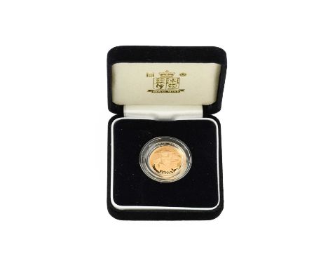 Elizabeth II, Proof Sovereign 2005, Queen's portrait by Rank-Broadley, rev. design of St George &amp; Dragon by Timothy Noad,