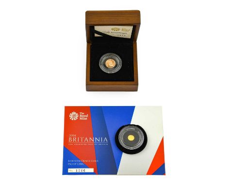UK Proof Quarter Sovereign 2010, Pistrucci rev., 13.50mm, 1.99g, .916 gold, with certificate of authenticity, encapsulated in