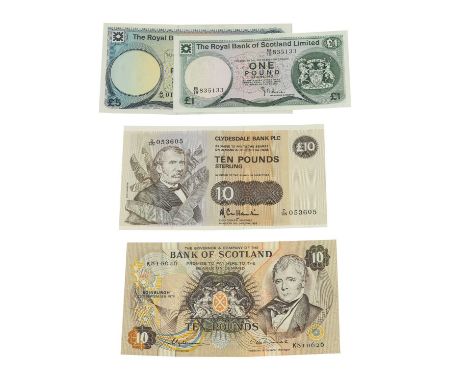 Scotland, 4 x Banknotes comprising: Clydesdale Bank PLC £10, 5.1 1983, prefix D/HN, signatory A.R. Cole Hamilton, obv. portra