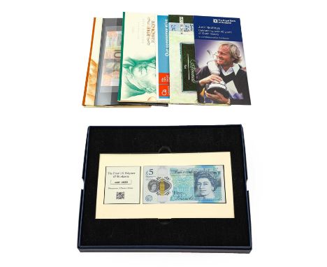 A Collection of UK Commemorative Banknotes comprising: Cleland, First UK polymer £5 AK33 059996, Churchill rev., Lowther ‘Mil