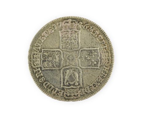 George II, Halfcrown 1746 LIMA D. NONO, old laureate head; trivial contact marks/hairlines &amp; light rev. flecking o/wise g