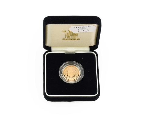 Elizabeth II, Proof Sovereign 2002, Queen's portrait by Rank-Broadley, rev. design crowned shield of the Royal Arms by Timoth