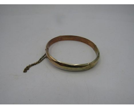 9ct gold bangle with safety chain 7.89gms