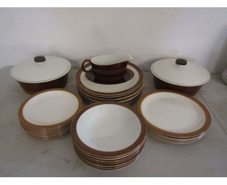 Poole pottery 31 piece dinner service inc 2 terrines, 7 dinner plates, 5 side plates, 8 sandwich plates, 7 bowls and gravy bo