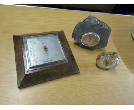 2 Barometers and vintage alarm clock 