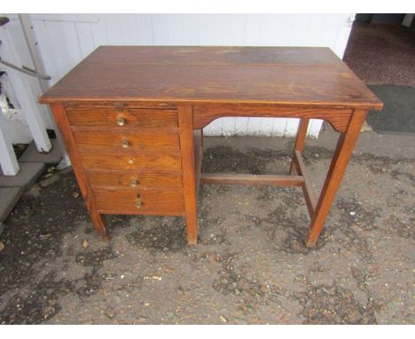 Vintage oak desk with 5 drawers (one missing handle) H74cm W107cm D59cm approx 