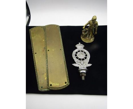 Royal automobile club mascot, brass finger plates and brass blacksmith