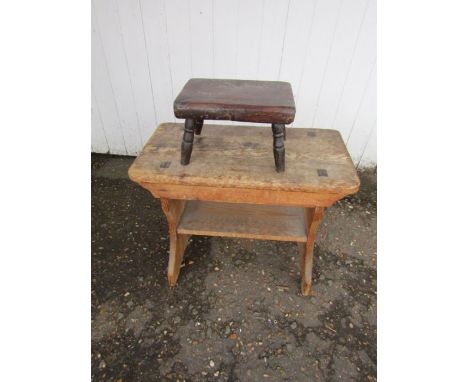 2 Vintage wooden stools, small stool has woodworm 