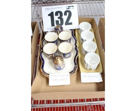 BOX &amp; CONTENTS CONTAINING 2 SETS OF EGG CUPS INC. SET OF 4 MIDWINTER &amp; SET OF 4 + SALT &amp; PEPPER &amp; TRAY ROYAL 