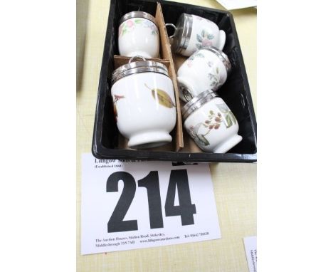 SMALL TRAY &amp; CONTENTS OF 5 ROYAL WORCESTER CODDLERS EGG CUPS.