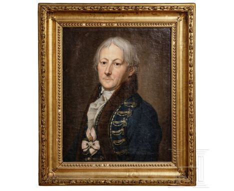   Portrait eines Adeligen mit Kgl. Ungarischem St. Stephans-Orden, Ungarn oder Österreich, frühes 19. Jhdt.  Öl auf Leinwand.