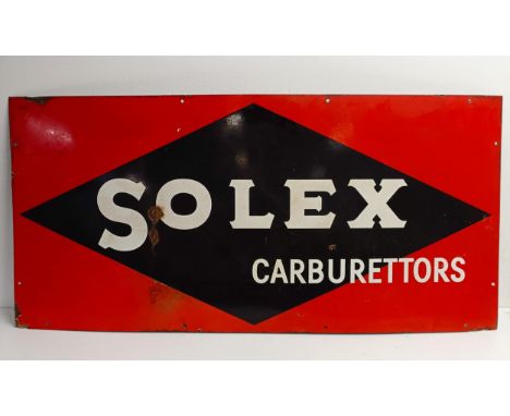 A Solex Carburettors enamel sign, 51 x 106 cm a little loss, see images From the owner: Solex Carburettors . These carbs were