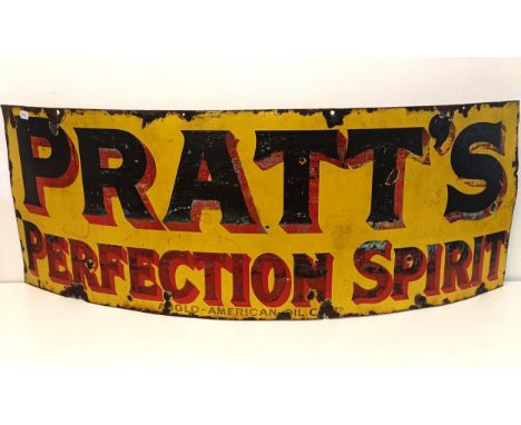 A Pratt's Perfection Spirit Anglo-American Oil Co Ltd enamel sign, approx. 46 x 122 cmFaded, some loss and chips, see photogr