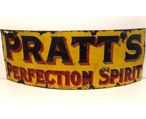 A Pratt's Perfection Spirit Anglo-American Oil Co Ltd enamel sign, approx. 46 x 122 cmFaded, some loss and chips, see photogr