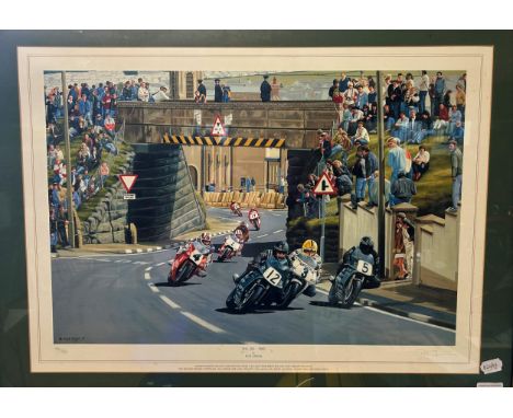 A Rod Organ signed print, NW 200-1990, 394/500 and another, The Class of '92, 234/250, signed by Steve Hislop (2)
